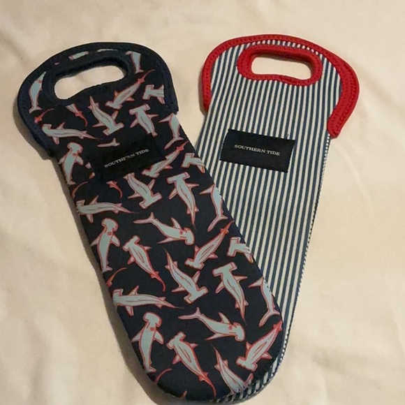 Southern Tide Other - NEW Set of 2 Southern Tide Wine Bottle Holders striped & hammerhead shark design